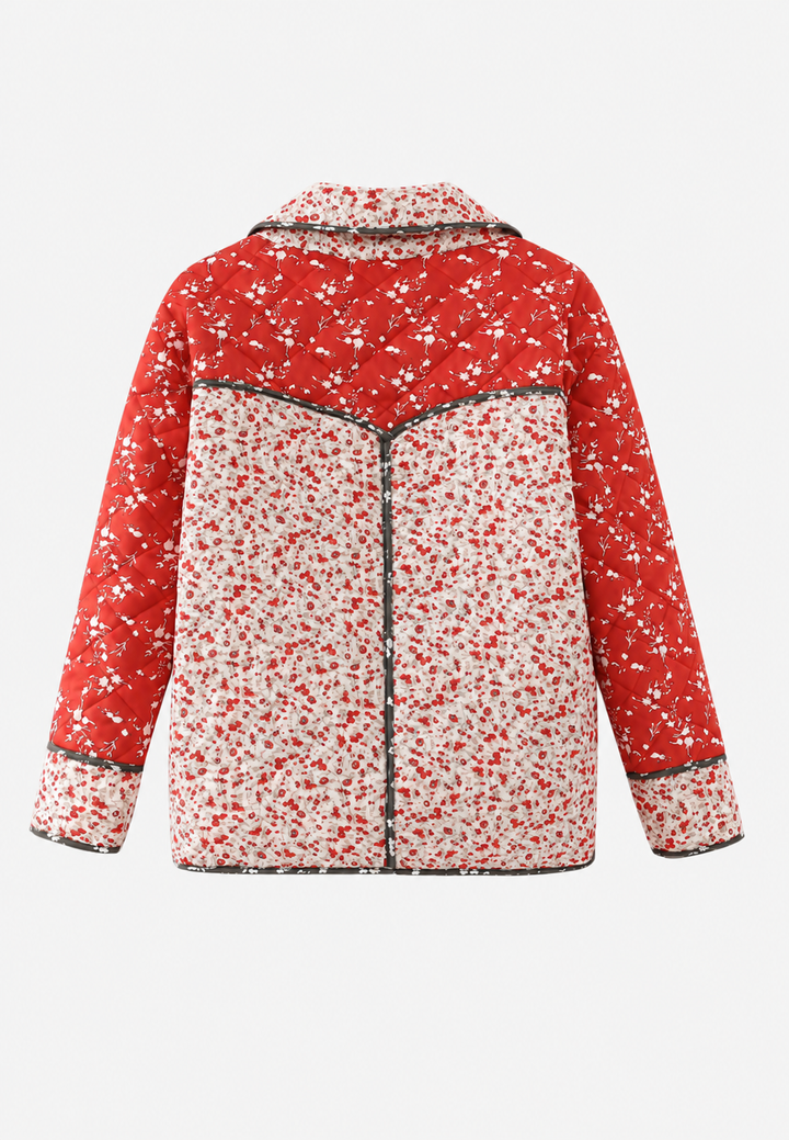 Florale Damen-Patchwork-Steppjacke mit Knöpfen - Belemina