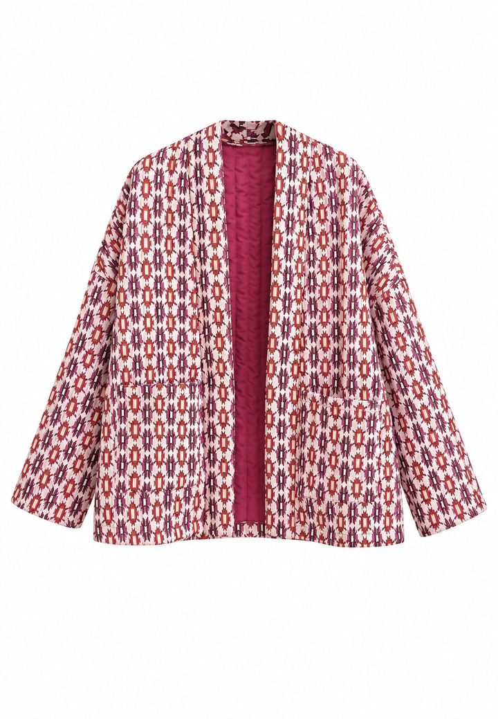 Gerade geschnittene Damen-Steppjacke mit geometrischen Motiven - Eliora