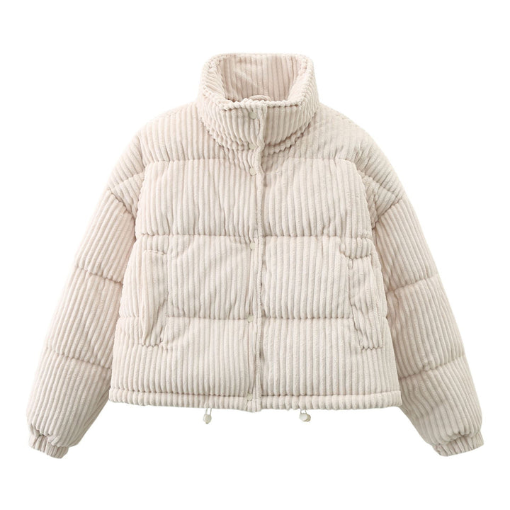 Steppjacke aus Cord für Damen mit hohem Kragen und weiter Passform – Marit