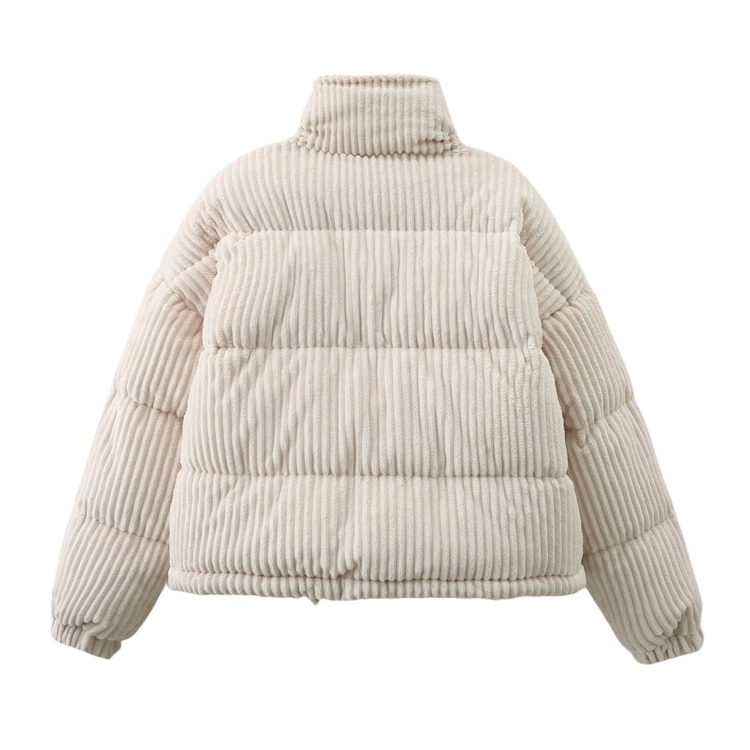 Steppjacke aus Cord für Damen mit hohem Kragen und weiter Passform – Marit