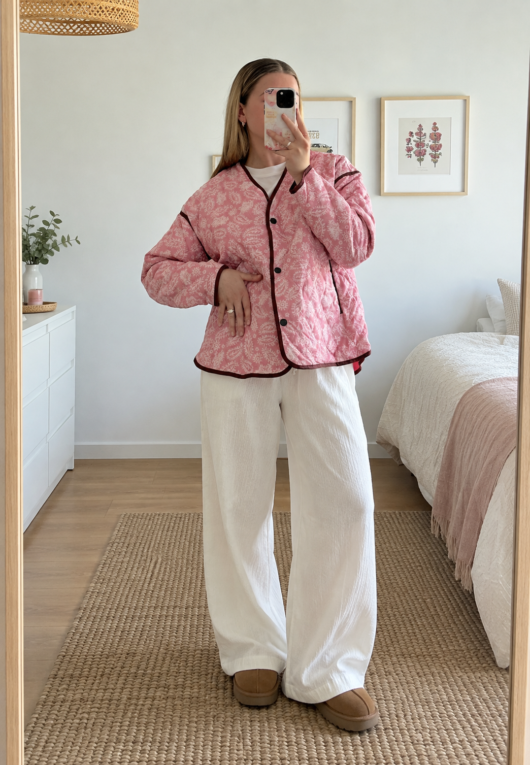 Damen kurze Jacke mit Paisley, Rautensteppung und Kontrastbesatz - Ottavia