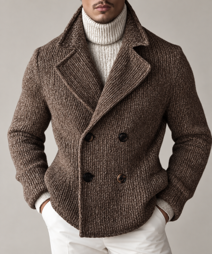 Herren-Strickjacke mit doppelter Knopfleiste und breiten Revers – Lucien