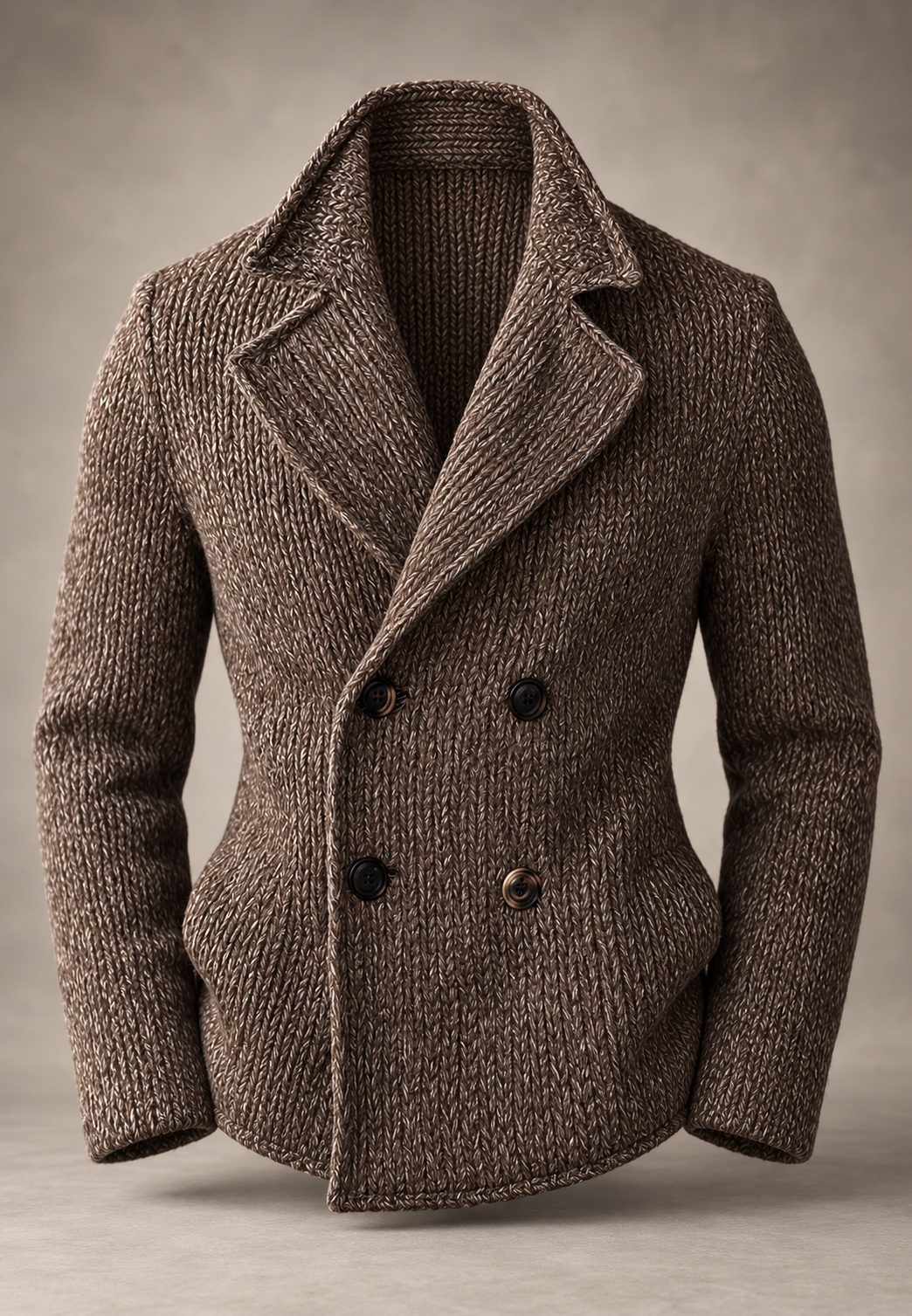 Herren-Strickjacke mit doppelter Knopfleiste und breiten Revers – Lucien
