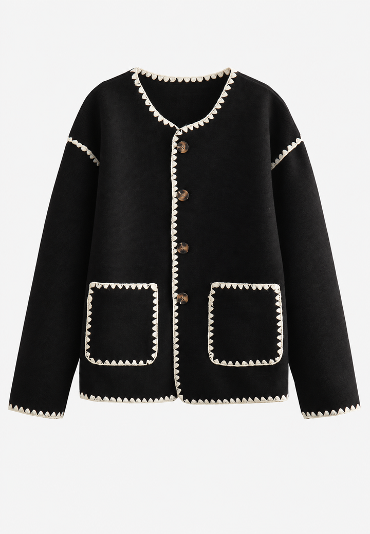 Damen-Strickjacke im Color-Block-Design mit kontrastierenden Bündchen – Émeline