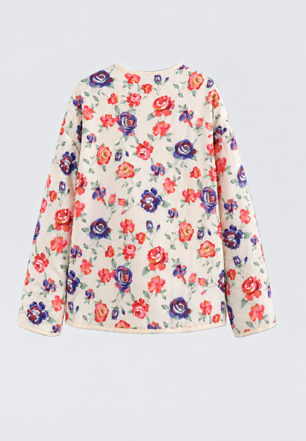 Damen Steppjacke mit Blumenmuster, Rautensteppung und Knöpfen vorne - Elizabeth