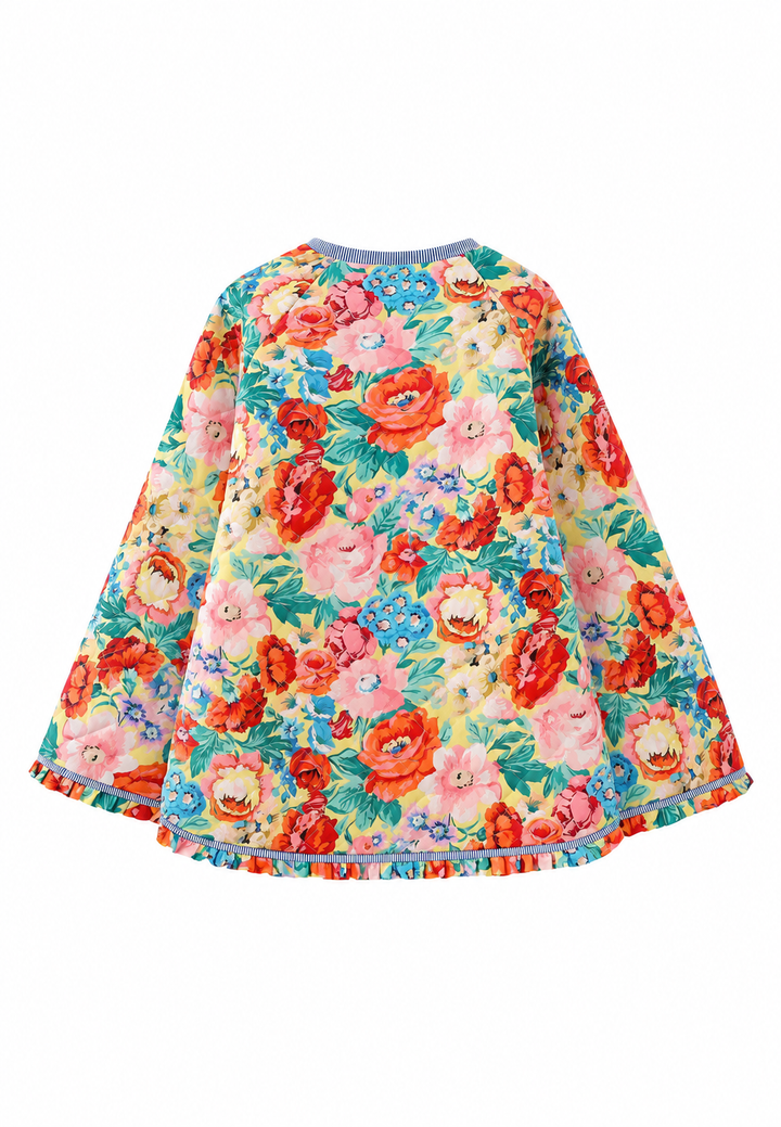 Damen Blumenjacke in A-Linie mit Rautensteppung und Volants - Clotilde