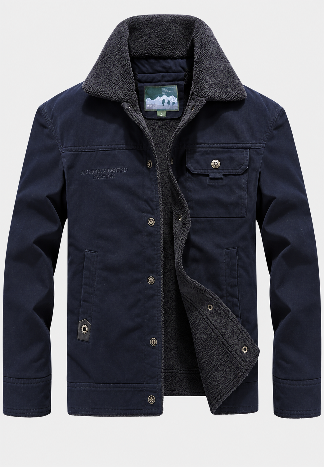 Herrenjacke mit Teddykragen, flauschiger Innenseite und Knopfverschluss - Néstor