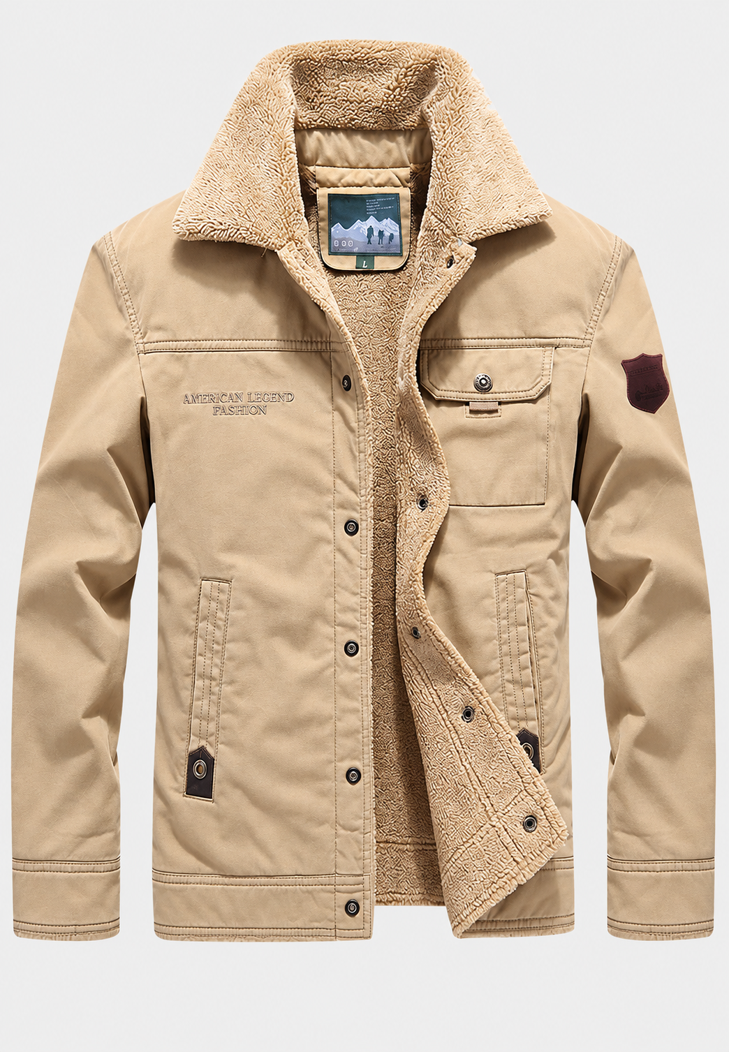 Herrenjacke mit Teddykragen, flauschiger Innenseite und Knopfverschluss - Néstor