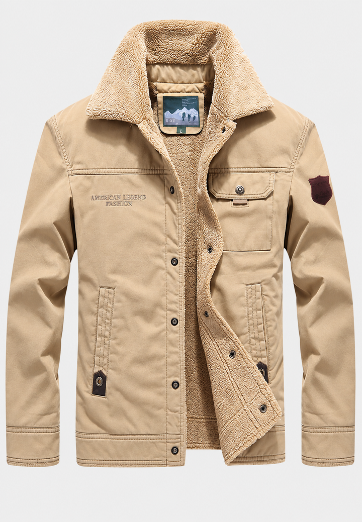 Herrenjacke mit Teddykragen, flauschiger Innenseite und Knopfverschluss - Néstor
