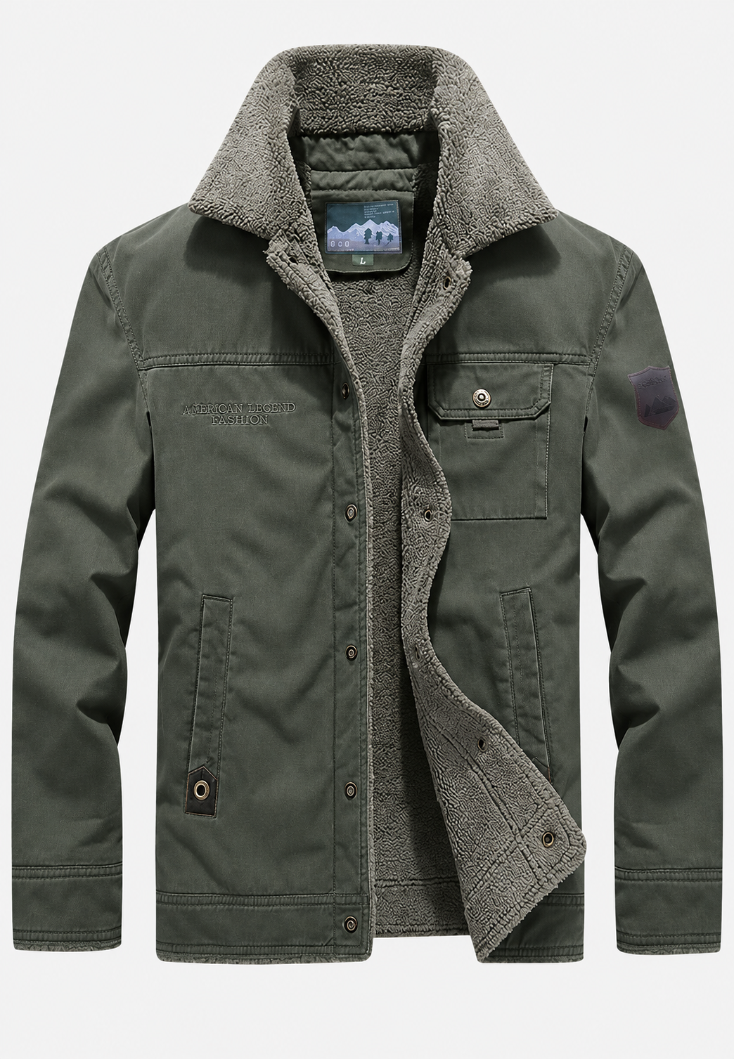 Herrenjacke mit Teddykragen, flauschiger Innenseite und Knopfverschluss - Néstor