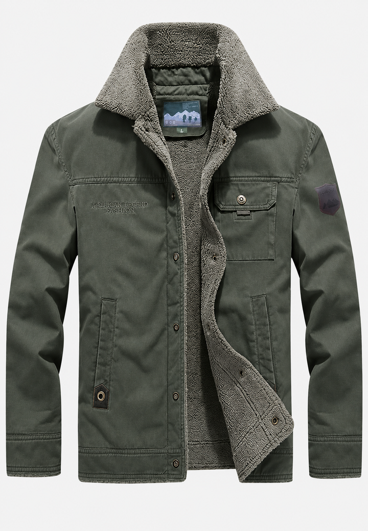 Herrenjacke mit Teddykragen, flauschiger Innenseite und Knopfverschluss - Néstor
