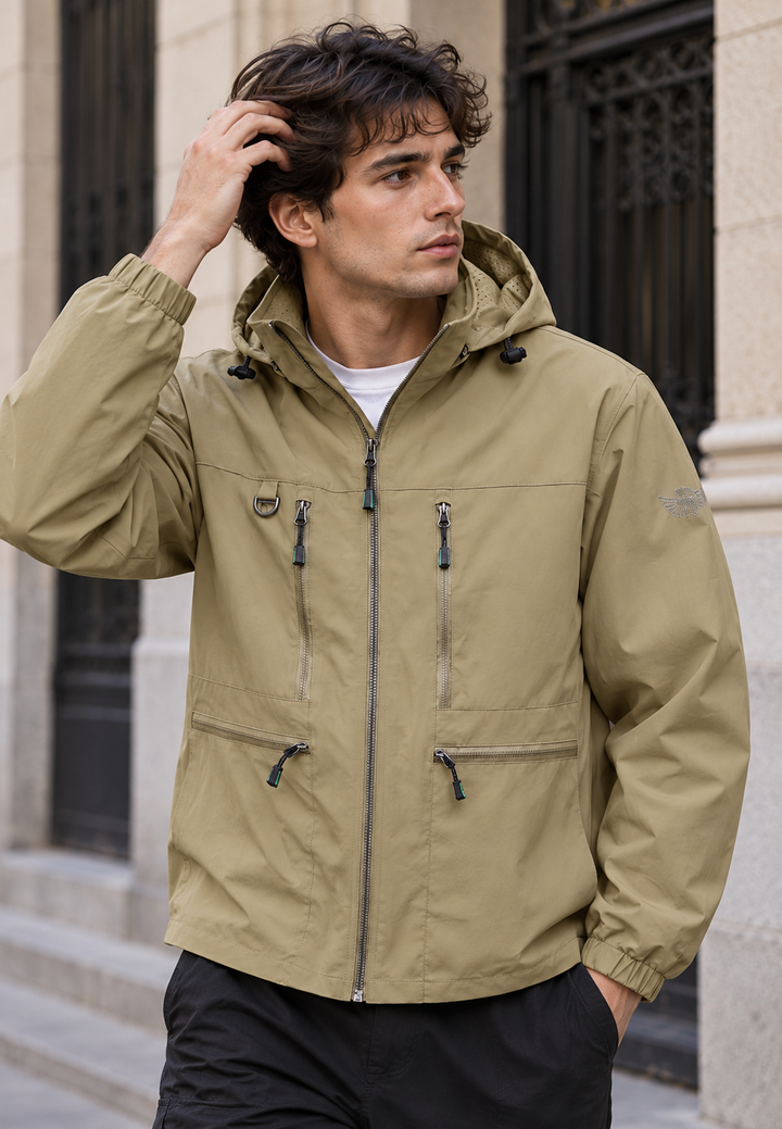 Herrenjacke im Outdoor-Stil mit verstellbarer Kapuze und vier Taschen - Ardel
