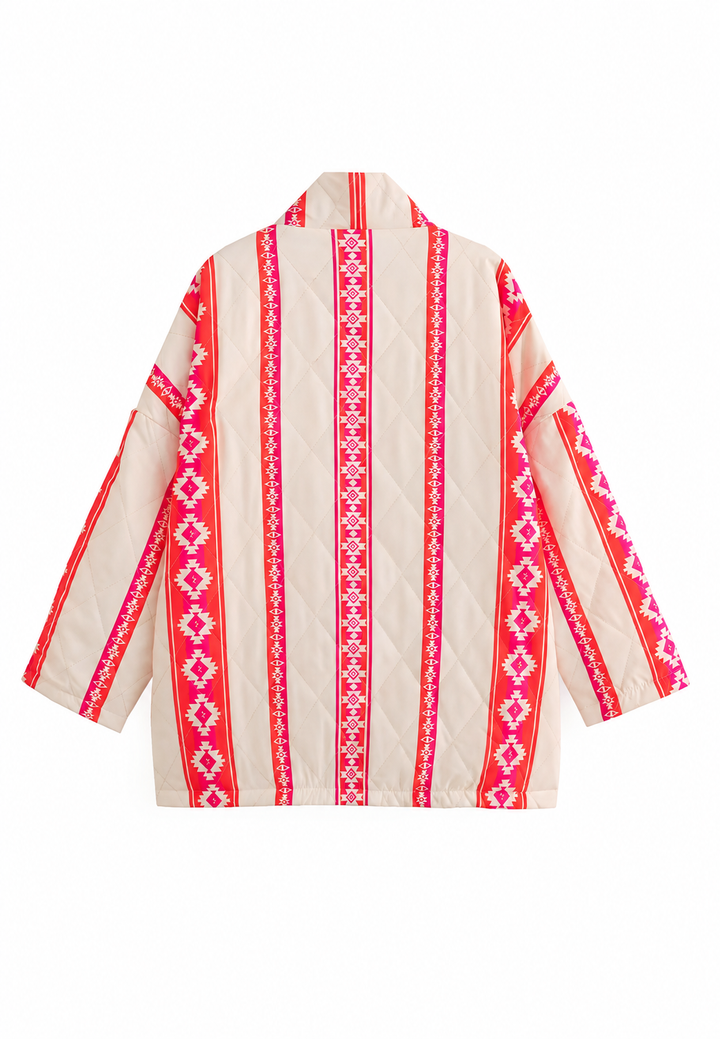 Gesteppte Damen-Kimonojacke mit ethnisch-geometrischem Muster - Tove