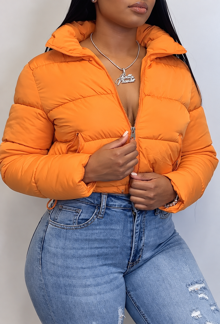 Damen kurze Steppjacke mit Stehkragen und Reißverschluss - Zaira