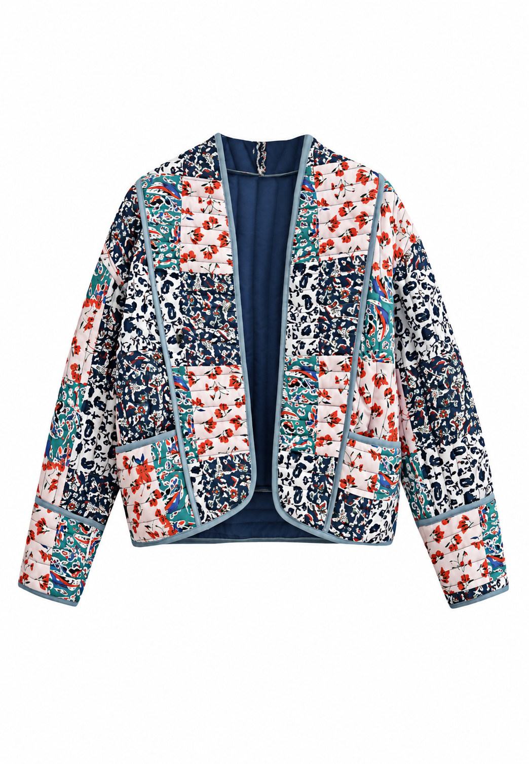 Damen-Steppjacke mit kombiniertem Blumenmuster - Vetilia