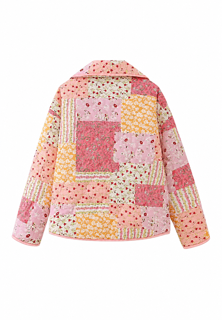 Damen-Steppjacke mit kleinen Blumen und Reverskragen - Zinnia