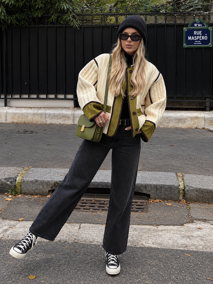 Damen Steppjacke mit vertikaler Steppung und Kontrastbesatz - Vesna