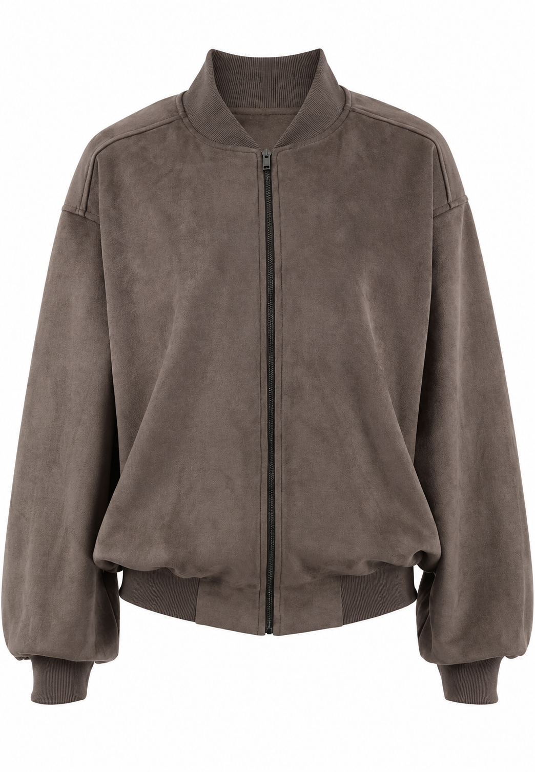 Damen Jacke in Wildleder-Optik mit weiten Ärmeln und Reißverschluss - Delphine