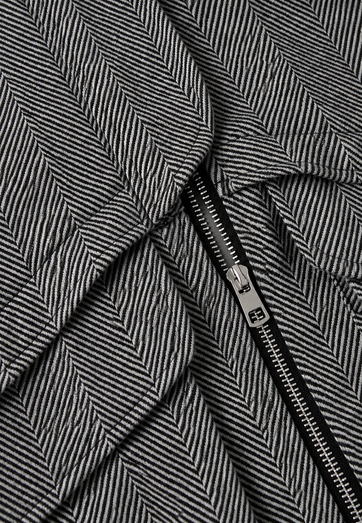 Damen Jacke mit Fischgrätmuster, Stehkragen und Reißverschluss - Saura
