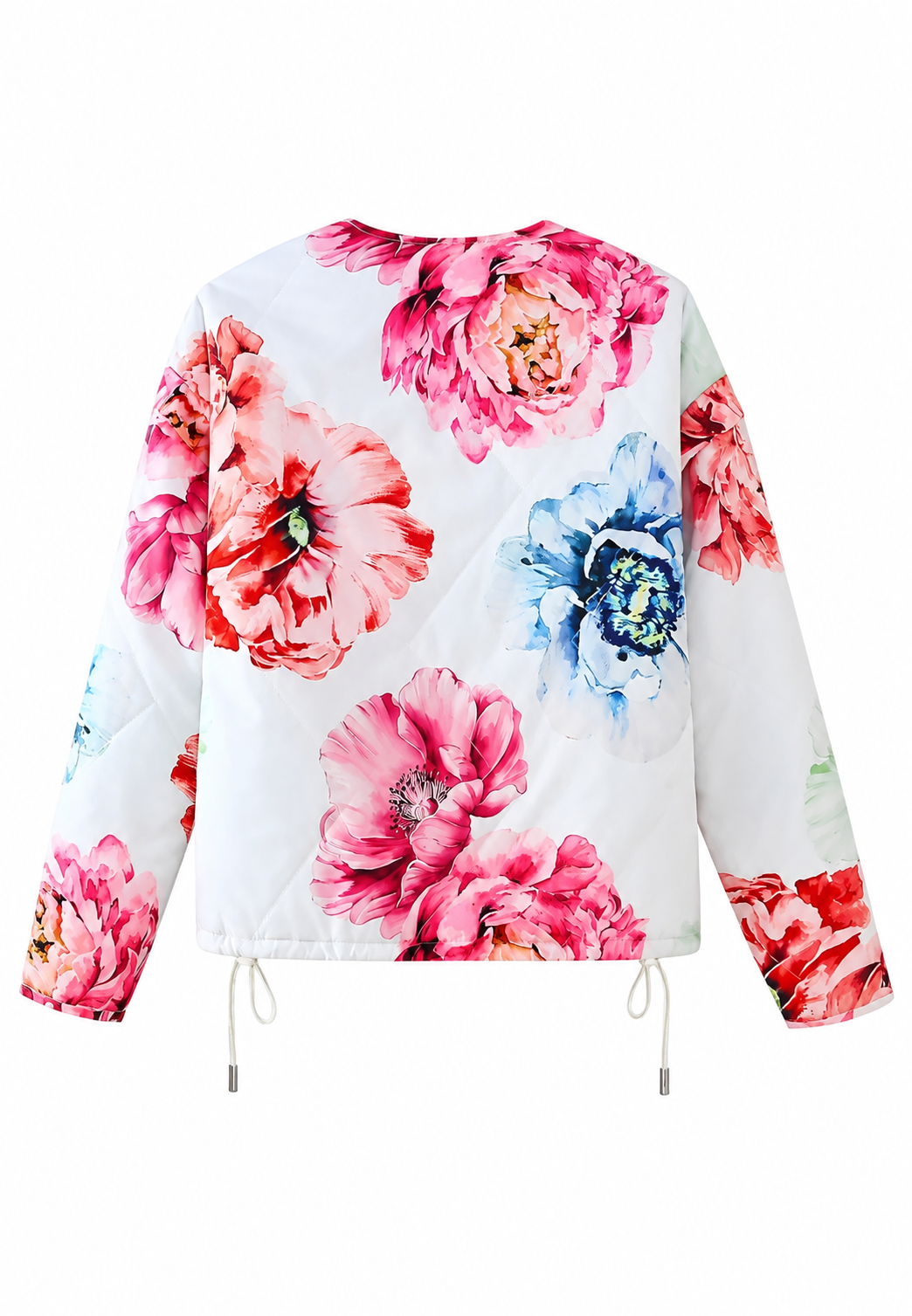 Damenjacke mit großem Blumenmuster und verstellbarem Saum - Fiorenza