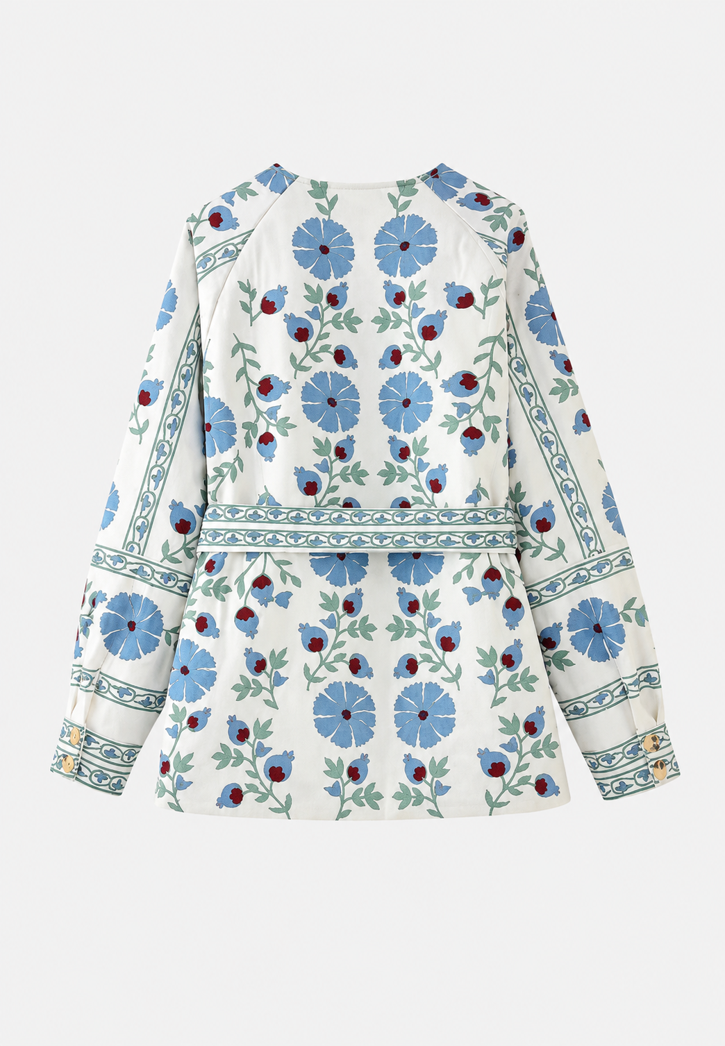Florale Damenjacke mit verstellbarem Gürtel und langen Ärmeln - Jette