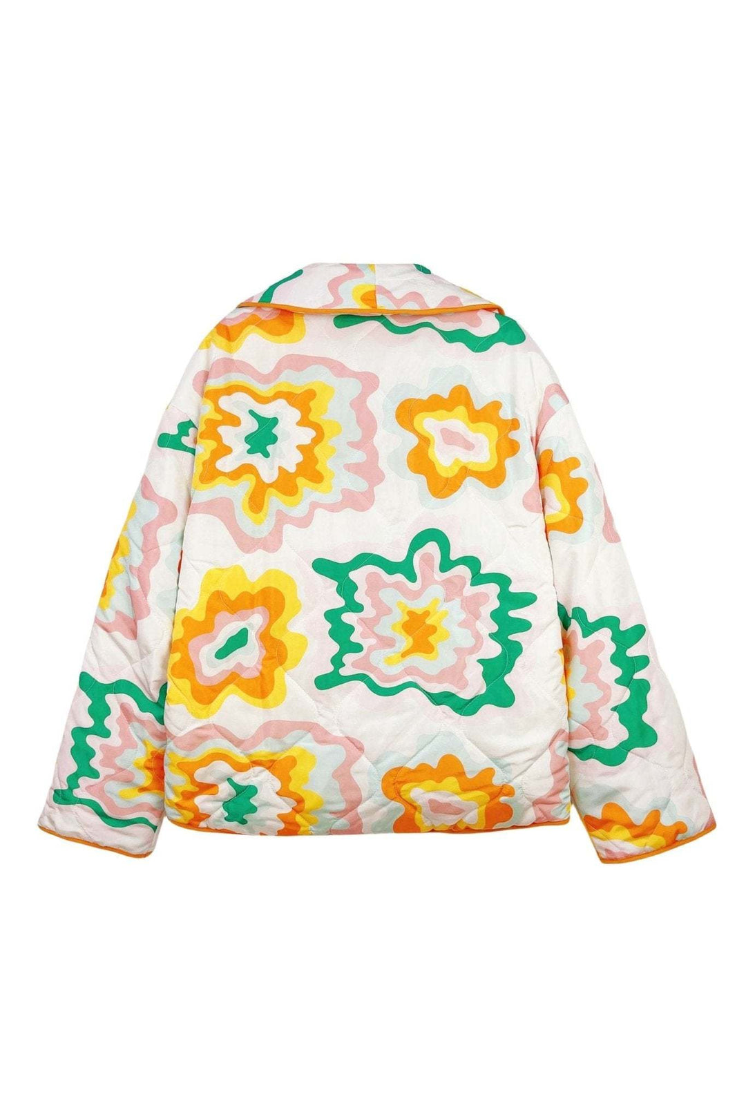 Damen Jacke mit großen Blumen und Rautensteppung im Boho-Stil - Mirthe