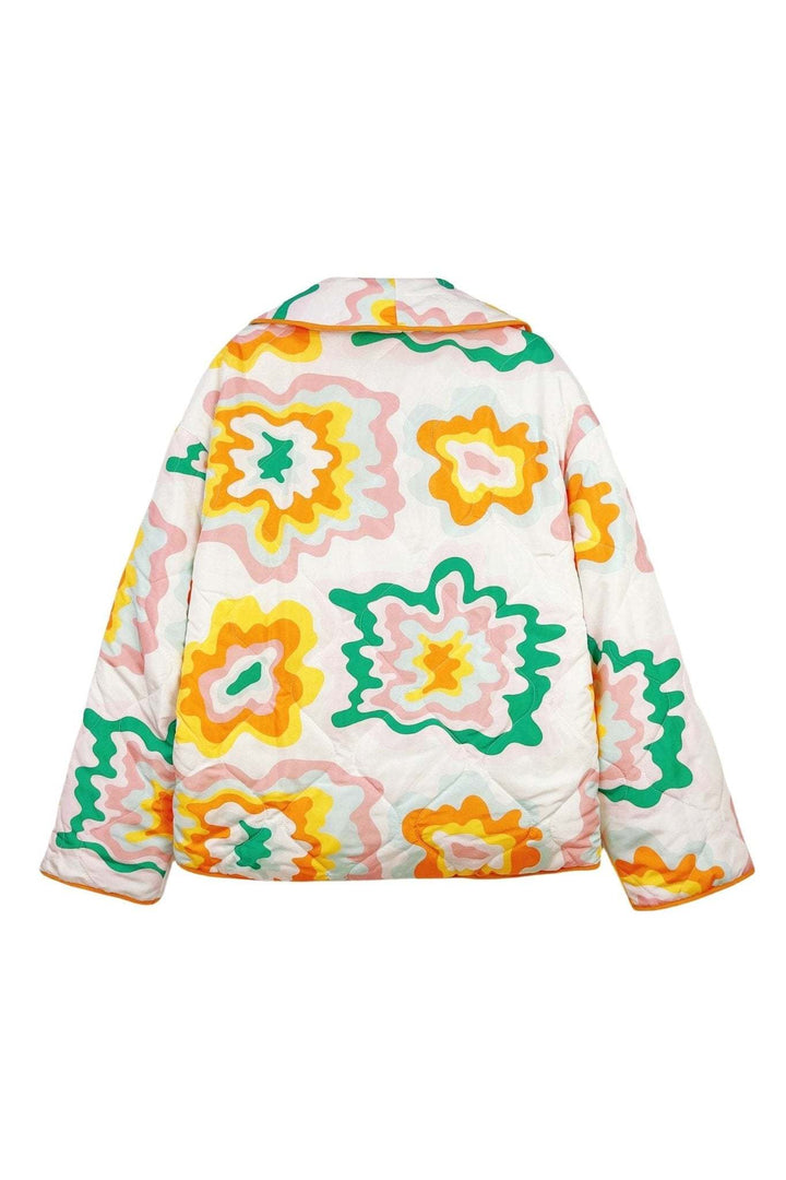 Damen Jacke mit großen Blumen und Rautensteppung im Boho-Stil - Mirthe