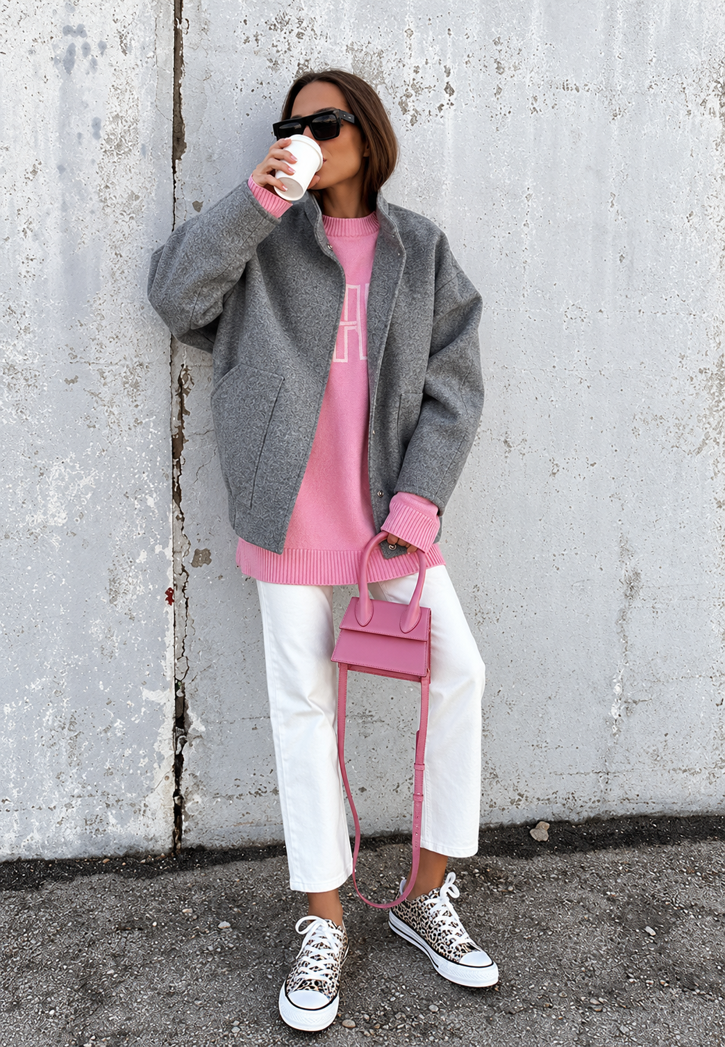 Damen Oversize-Jacke mit Stehkragen und Druckknöpfen - Cira