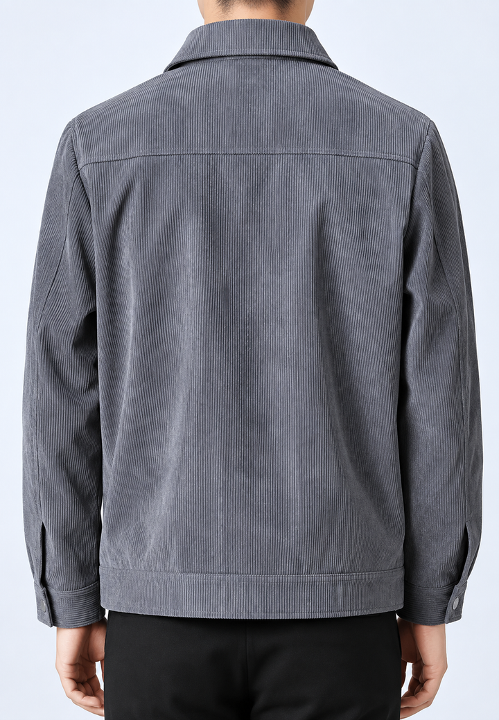 Herren-Cordjacke mit Hemdkragen, Brusttasche und Reißverschluss – Amaury