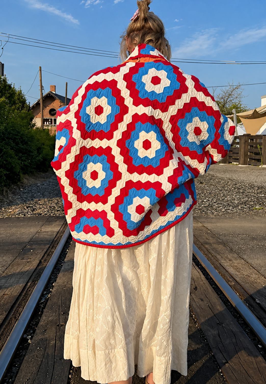 Damen Steppjacke im Kimono-Stil mit geometrischem Maxi-Muster - Odette