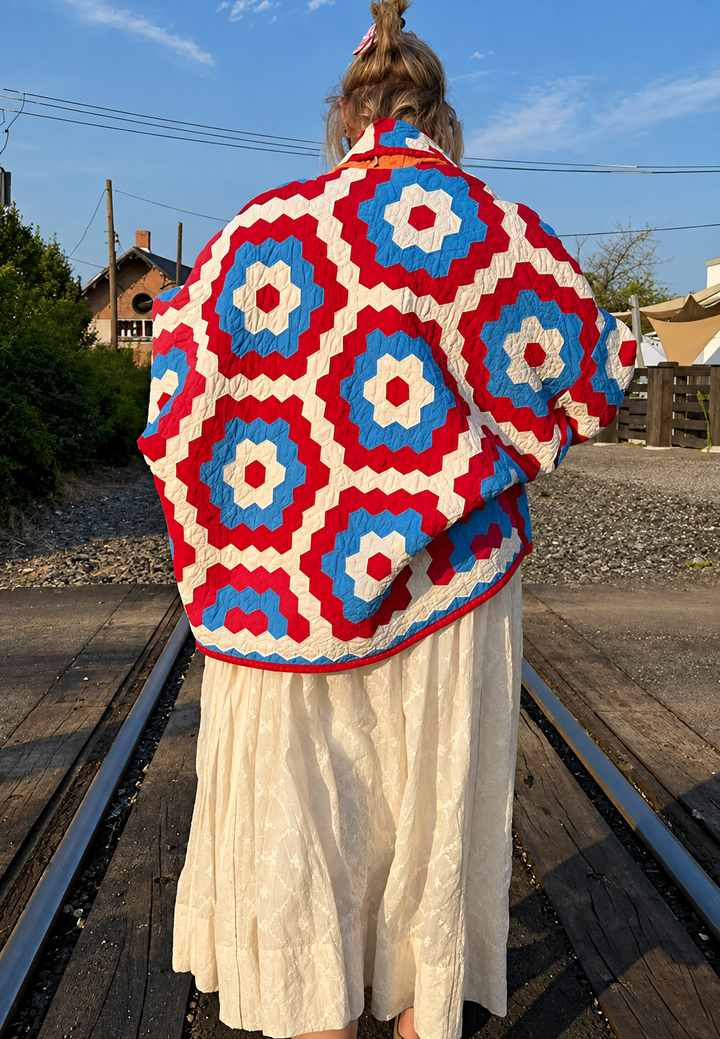 Damen Steppjacke im Kimono-Stil mit geometrischem Maxi-Muster - Odette