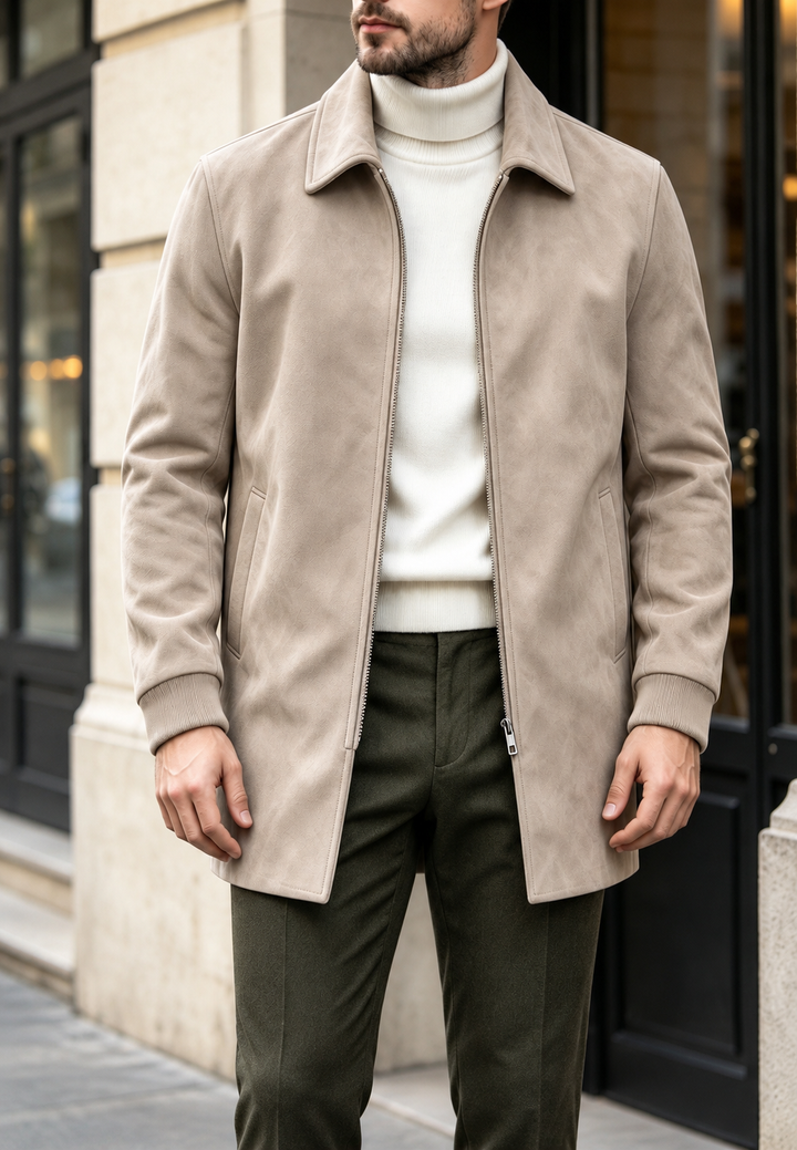Herren Jacke in Wildleder-Optik mit Reißverschluss - Darío