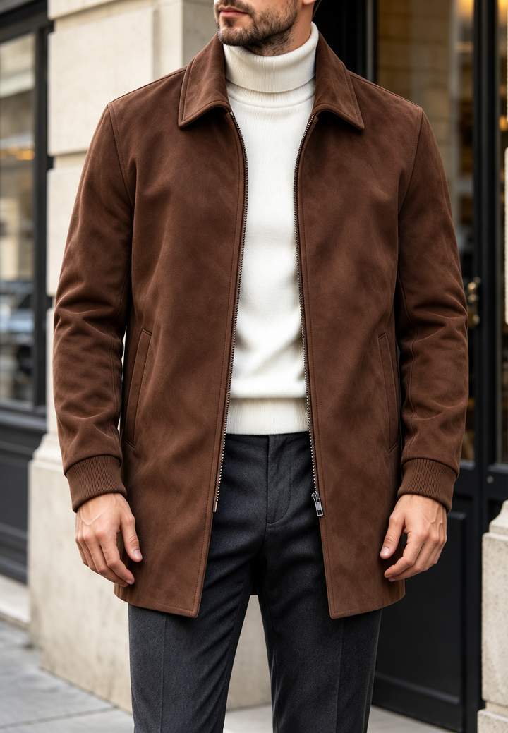 Herren Jacke in Wildleder-Optik mit Reißverschluss - Darío
