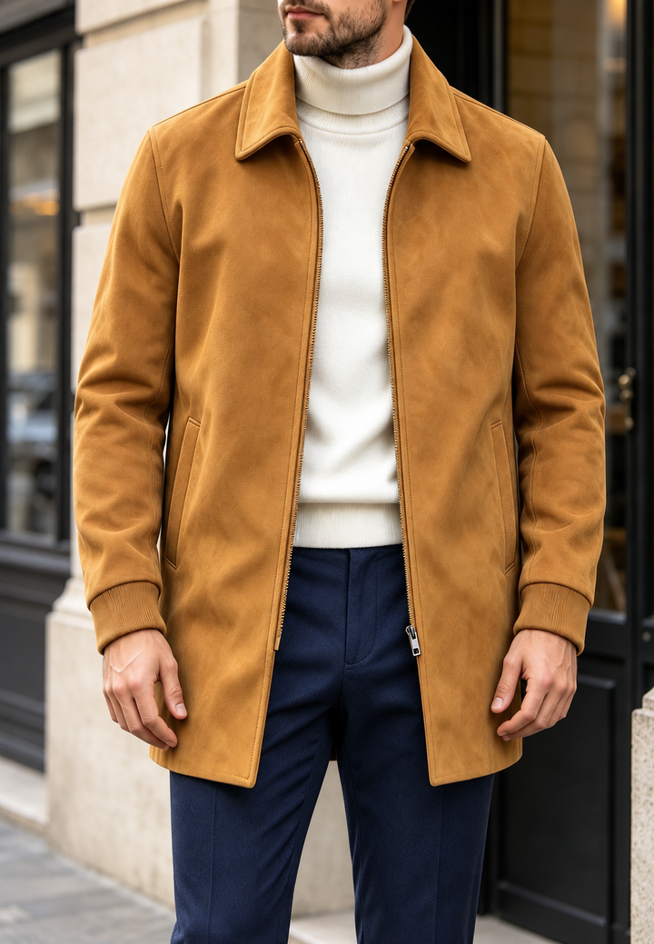 Herren Jacke in Wildleder-Optik mit Reißverschluss - Darío