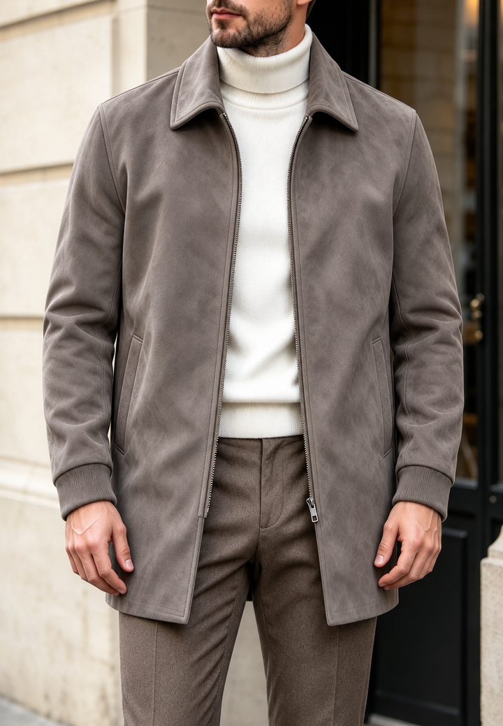 Herren Jacke in Wildleder-Optik mit Reißverschluss - Darío