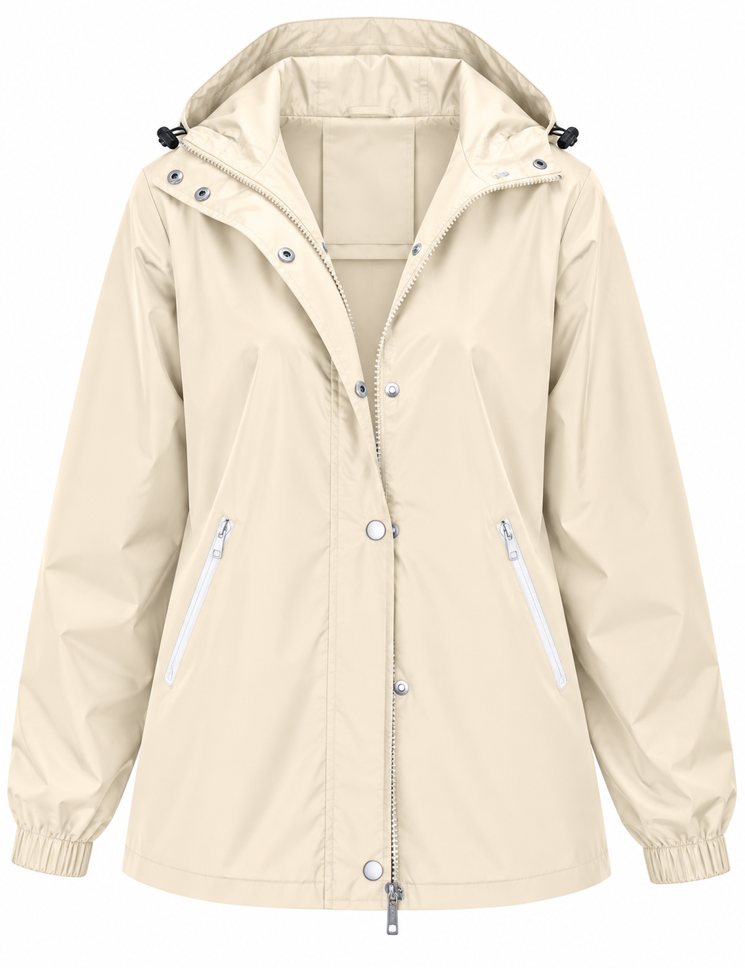 Wasserdichte Damen-Regenjacke mit Kapuze, Taschen und Reißverschluss – Verena