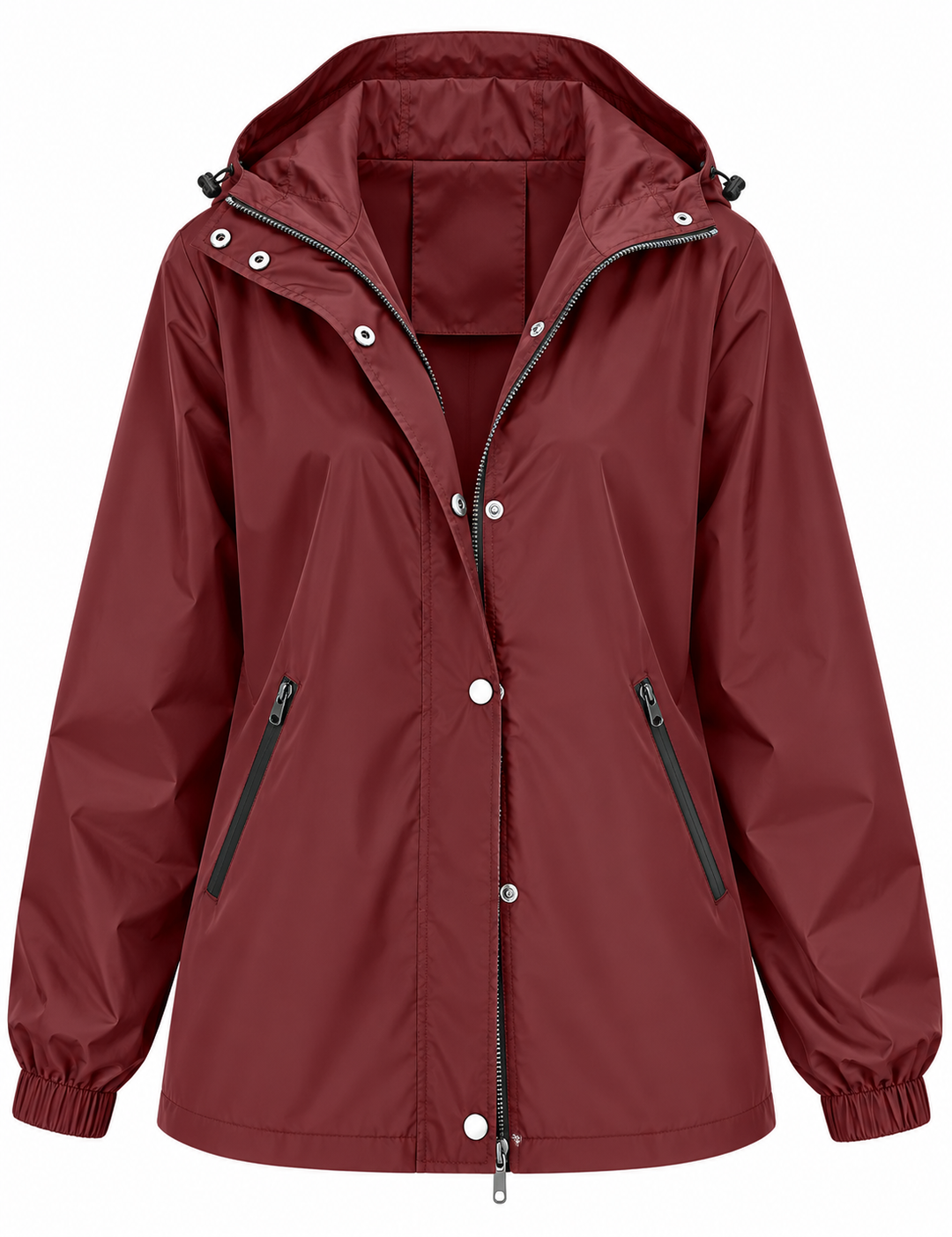 Wasserdichte Damen-Regenjacke mit Kapuze, Taschen und Reißverschluss – Verena