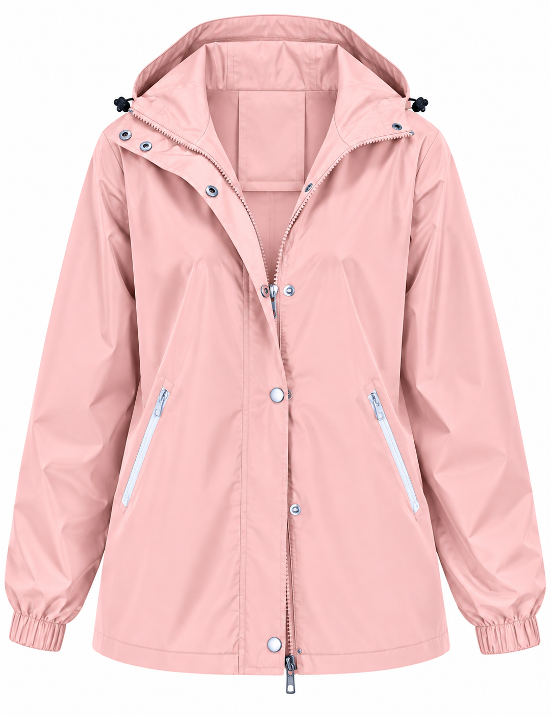 Wasserdichte Damen-Regenjacke mit Kapuze, Taschen und Reißverschluss – Verena