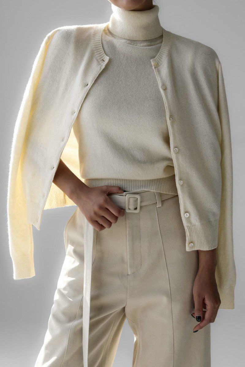Damen-Set: ärmelloses Top mit hohem Kragen und kurzer Strickjacke – Celia