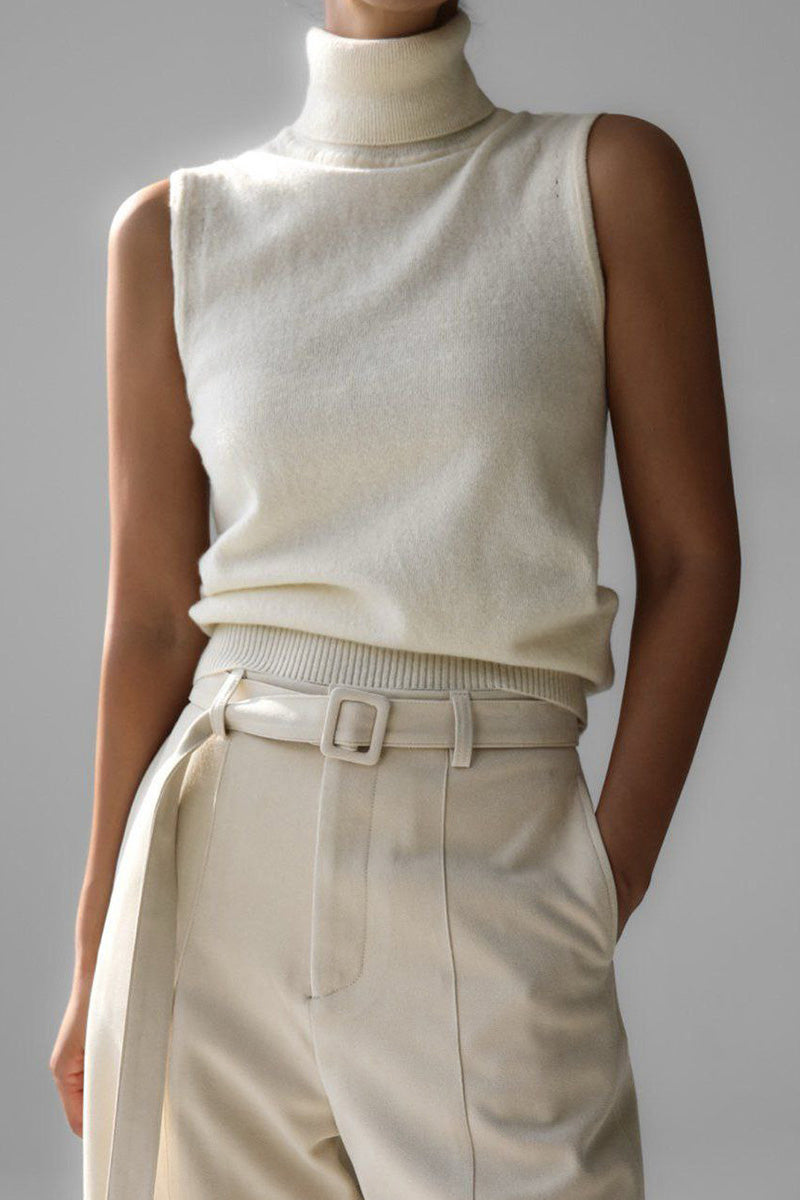 Damen-Set: ärmelloses Top mit hohem Kragen und kurzer Strickjacke – Celia