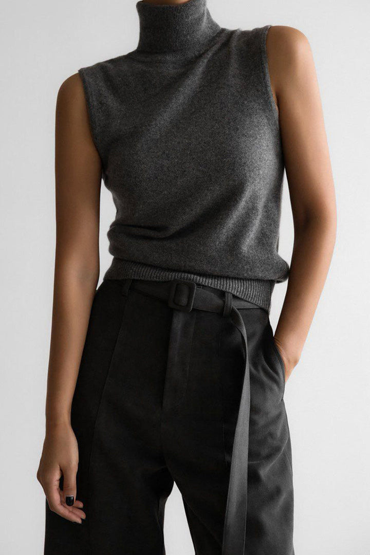 Damen-Set: ärmelloses Top mit hohem Kragen und kurzer Strickjacke – Celia