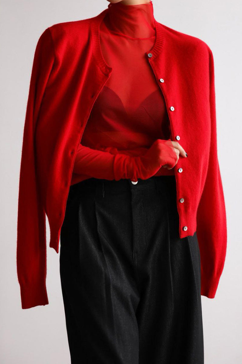 Damen-Set: ärmelloses Top mit hohem Kragen und kurzer Strickjacke – Celia