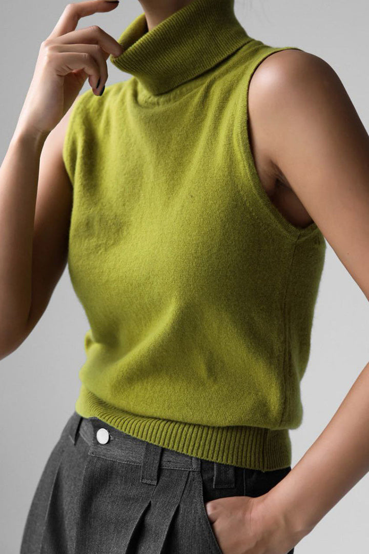 Damen-Set: ärmelloses Top mit hohem Kragen und kurzer Strickjacke – Celia
