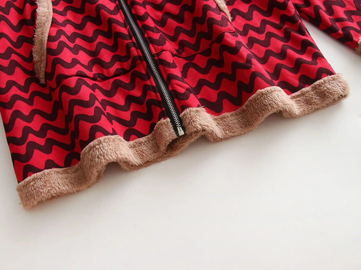 Clarisse - Weit geschnittener, gefütterter Fleece-Mantel mit Kapuze