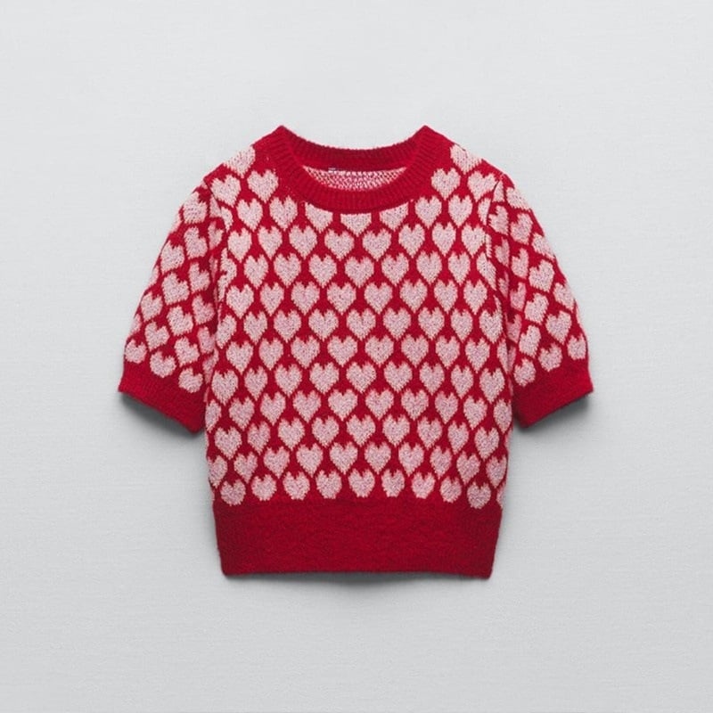 Kurzärmeliger bedruckter Strickpullover für Damen - Yrsa