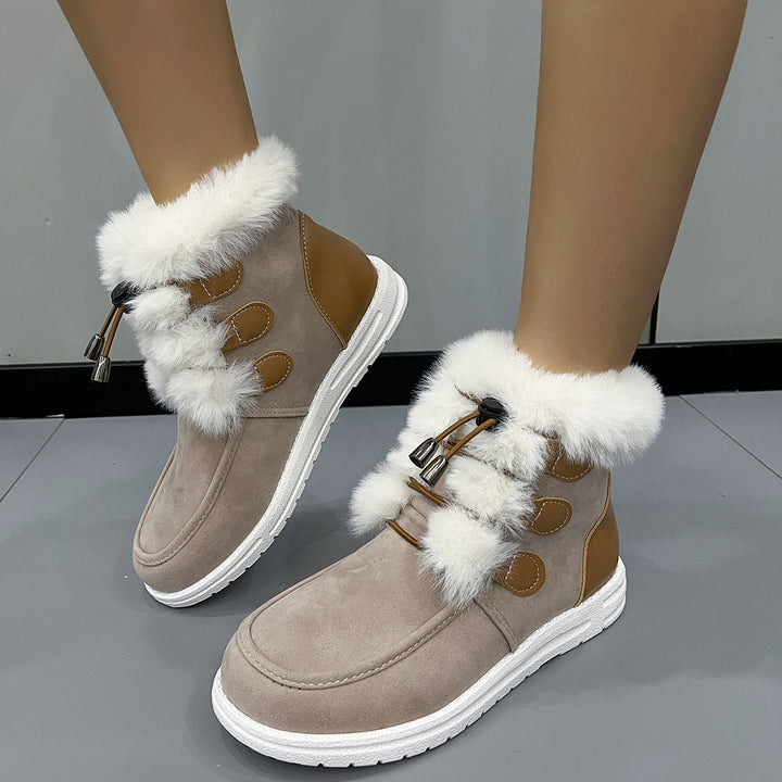 Winterliche Damenstiefelette mit Plüschoberfläche - Yseline