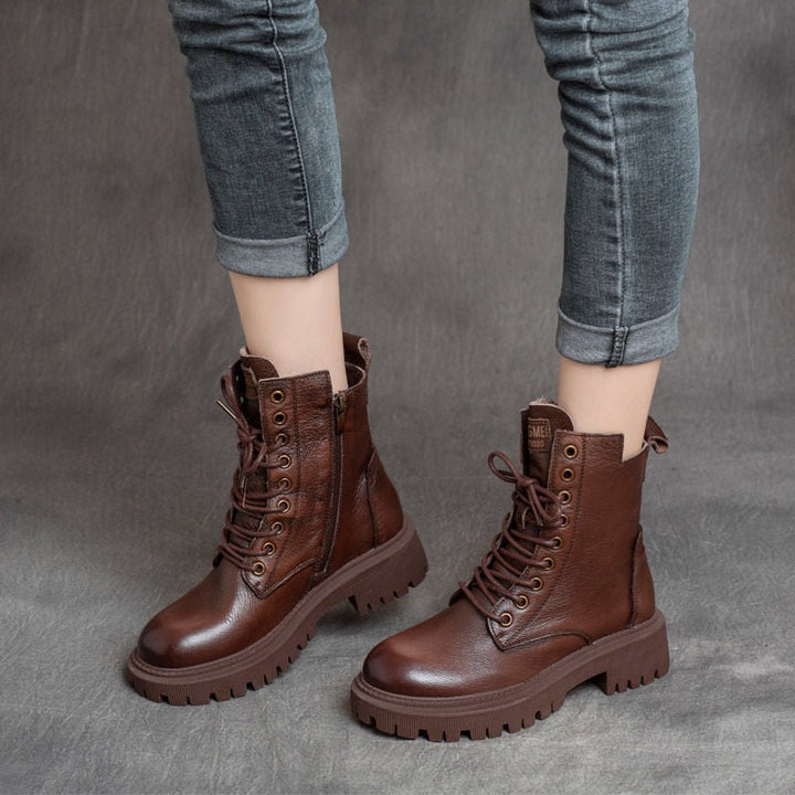 Strukturierte Damenstiefeletten mit Ledereffekt - Kaerine