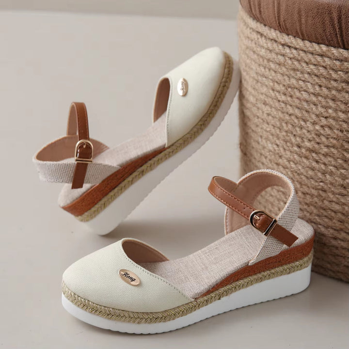 Damen Keilsandalen aus Canvas mit verstellbarem Espadrille-Riemen - Clara