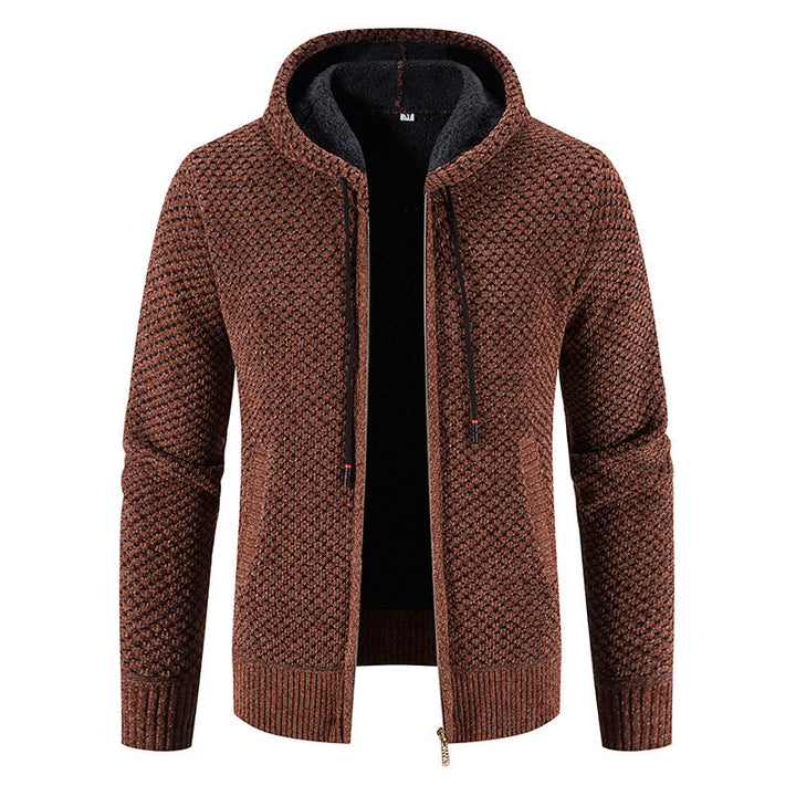 Herrenstrickjacke mit Kapuze und Innenfutter - Rynor