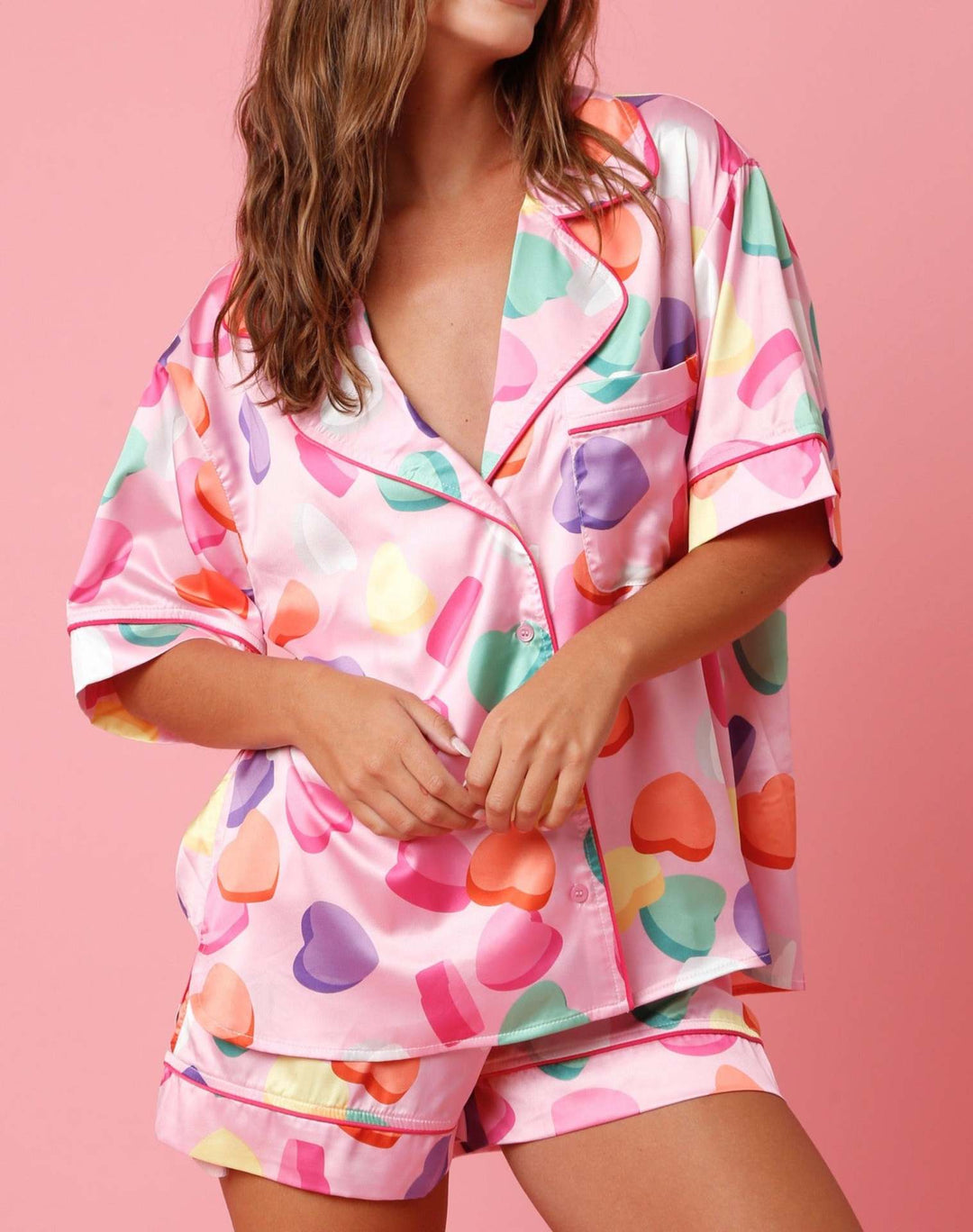Satin-Pyjama-Set mit Hemd und Shorts für Damen - Varelia